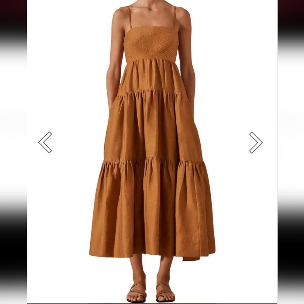 Maya Linen Pintuck Dress